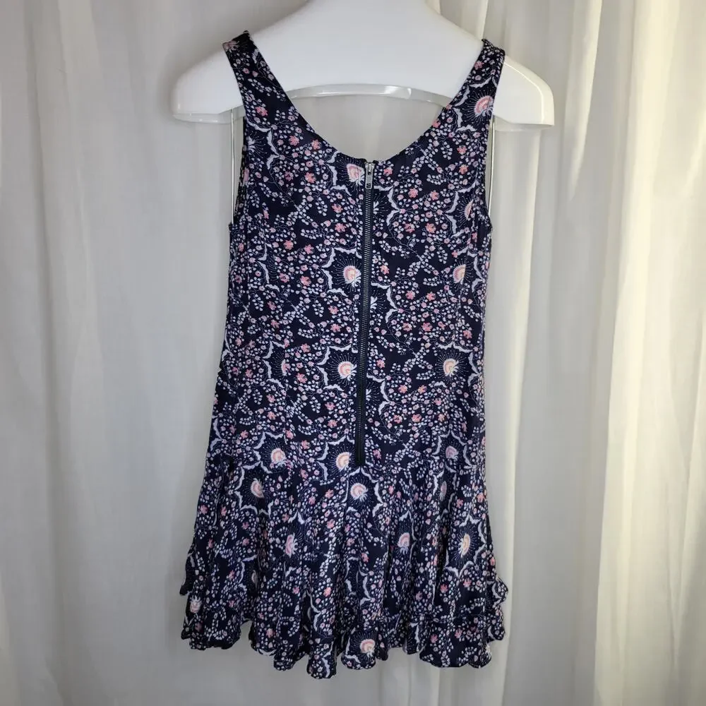 Free People Blue Pink Drop Waist Mini Sundress, S